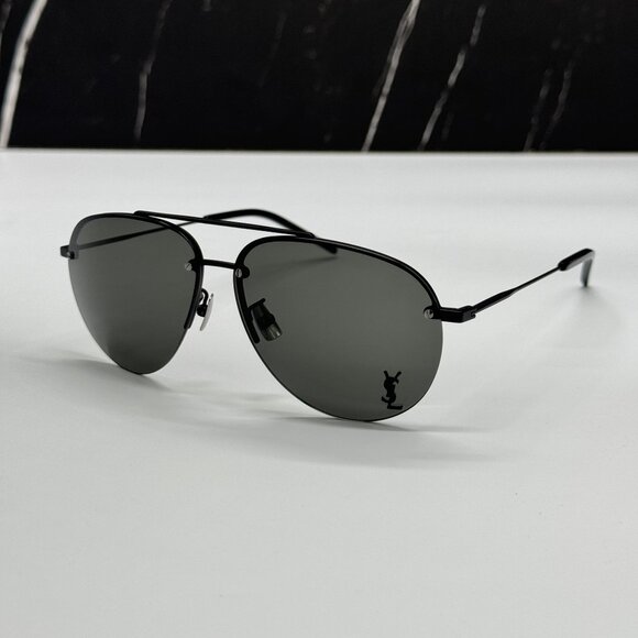 NEW SAINT LAURENT CLASSIC 11F 005 UNISEX BLACK AVIATOR SUNGLASSES - Picture 2 of 9